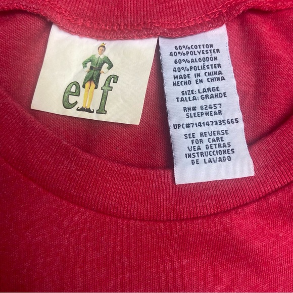 ELF WILL FARREL OMG SANTA CHRISTMAS Red Men's T-Shirt Large - Picture 3 of 5